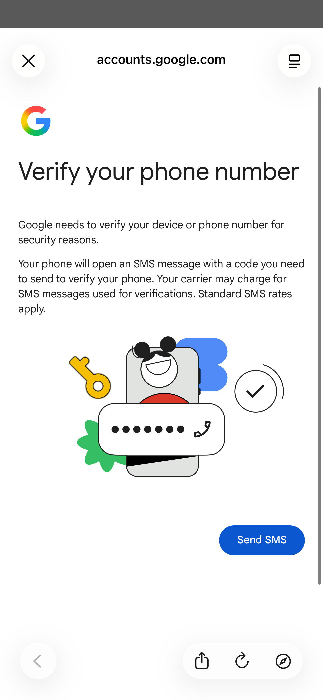 「Send SMS」をタップする